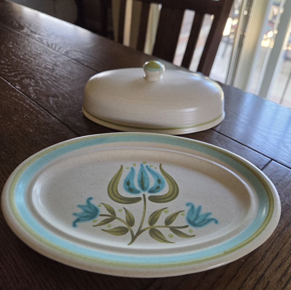 Mid Century Franciscan Earthenware "Tulip Time" Butter Dish